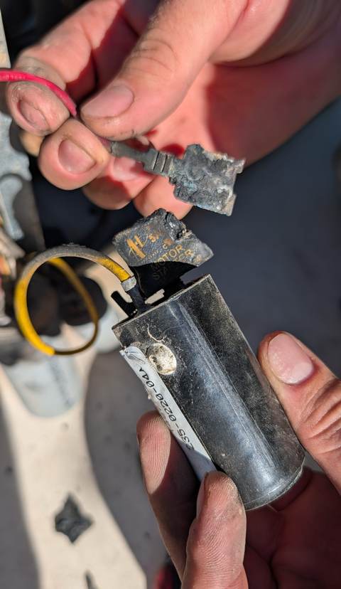 RV AC motor starter and capacitor repair