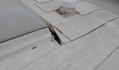 RV roof seam damage inspection